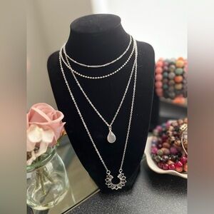 Silver tone layered Necklace Set